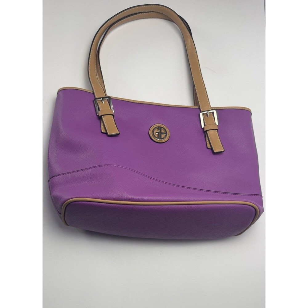Giani Bernini Saffiano Bright Purple Tote Bag Faux Leather Purse Medium Size